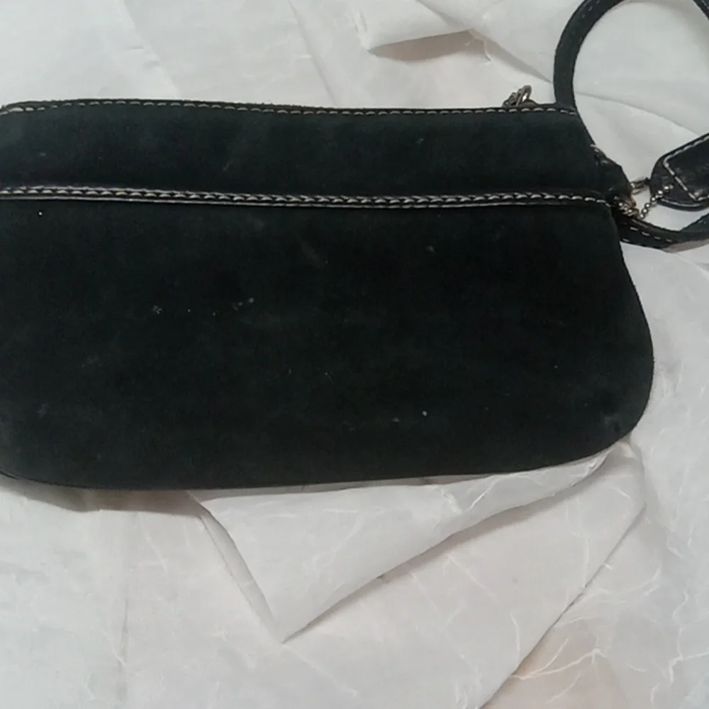 Etienne Aigner black leather wristlet
